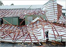 Storm Rips Roof Off Oaklawn Barn; No Horses or Humans Hurt Storm Rips Roof Off Oaklawn Barn; No Horses or Humans Hurt