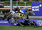 Outstrip Runs Down Leaders to Win Juv. Turf Outstrip Runs Down Leaders to Win Juv. Turf
