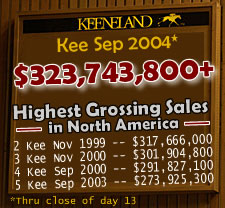 Keeneland September Sale Builds on World Record Gross Sunday Keeneland September Sale Builds on World Record Gross Sunday